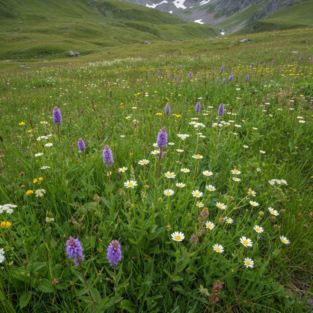 Alpine mountain flora and botanical specimens